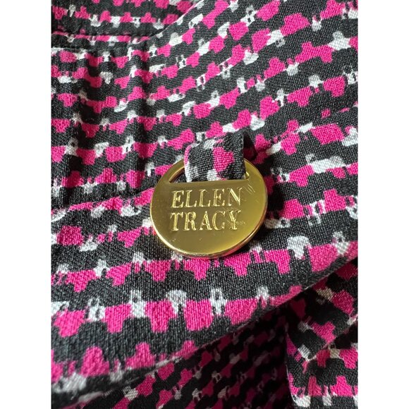 Ellen Tracy Womens Pink & Black Houndstooth Pattern Straight-Leg Pants Size 10 - Picture 4 of 9